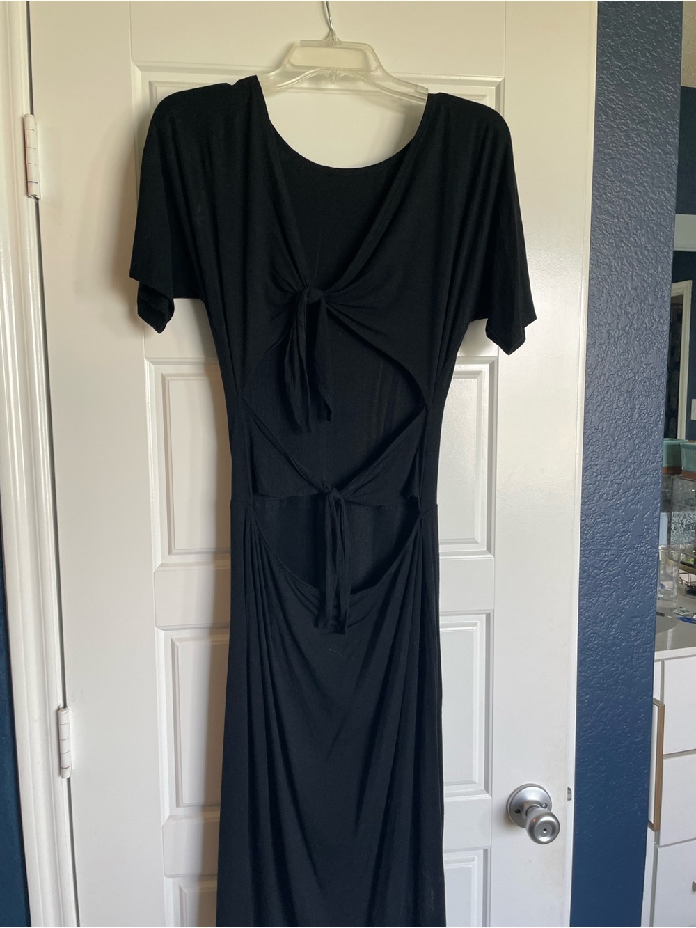 Tamara Mellon Black Backless Knot-Detail Maxi Dress